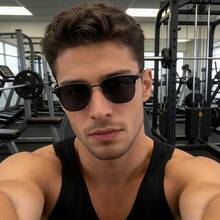 Men's Fashion Sport Half-Frame , Stylish Glasses For Men, Sports-Inspired Design, Suitable For Fitness And Vacation - 黑色 - 查看 4