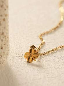 1条40+5厘米不锈钢四叶草项链，精致简约设计，四叶草吊坠锁骨链，送给闺蜜的礼物 - Necklace - 查看 4