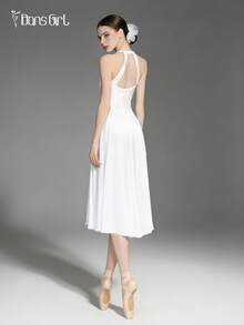 DonsGirl 1 chiếc đầm nữ lãng mạn thanh lịch - Trang phục múa ba lê hiện đại/cổ điển, trang phục biểu diễn sân khấu, ren xếp tầng và chân váy lưới co giãn cao cấp, màu trắng mùa xuân - trắng - Xem 11