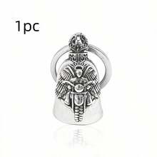 1件装休闲街头风铃铛十字架吊坠钥匙扣，朋克复古摩托车翅膀设计，男女通用 - 多色 - 查看 11