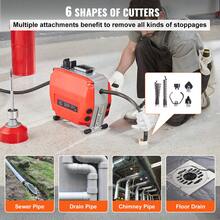120FT X 7/8 Inch Drain Cleaner Machine, 420W Electric Sewer Snake Auger Manual Feed - With 6 Cutters, 2 Steel Cables (120' X 7/8" And 18' X 3/8") & CW/CCW Control For 1.9" To 6" Pipes - 查看 4