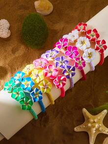 1pc Bohemian Style Colorful Polymer Clay Flower Bracelet, Cute Floral Jewelry Accessory, Suitable For Men And Women, Holiday Party, Daily Wear, Birthday Gift, Friends And Couples, Exquisite Holiday Gift, Jewelry Gift - Multicolor - View 1