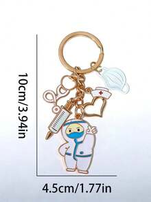 1pc Interesting And Cute Big White Medical Angel Keychain, Cartoon Mask, Needle Tube, Nurse Hat, Key Chain Bag, Key Hanging, Nursing Uniform Decoration, Student School Bag Decoration, Gifts Between Colleagues Gifts For Mother, Father, Graduation, And Teacher - Multicolor - View 3
