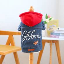 1pc Pet Clothes Dog Jacket Coat, Durable, Dirt-Resistant, Wear-Resistant, Small Dog Outfit With Hood And 4 Legs - California Jacket - Blue - View 11