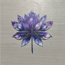 蓝色莲花蜻蜓太阳捕光器，2D亚克力悬挂装饰，紫色彩绘玻璃风格，窗户家居装饰，梦幻星空艺术，波西米亚风，光捕器吊坠，室内外装饰 - A - 查看 8