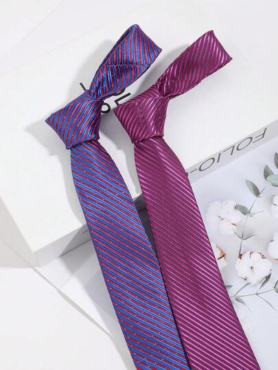 1pc Men's Fashionable Minimalist Striped Solid Color Necktie, Versatile For Daily, Commute, Outing, Party & Banquet Matching