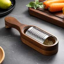 1PC Stainless Steel Cheese Grater With Acacia Wood Storage Box, Cheese Grating Tool, Shredder, Slicer - Multicolor - View 15