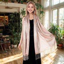 Women's Pashmina Shawls Wraps Scarf For Evening Dresses Bridal Bridesmaid Wedding Winter Large Warm Soft Silky Scarves - 香檳色 - 查看 5