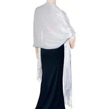 Women's Pashmina Shawls Wraps Scarf For Evening Dresses Bridal Bridesmaid Wedding Winter Large Warm Soft Silky Scarves - 銀色 - 查看 1