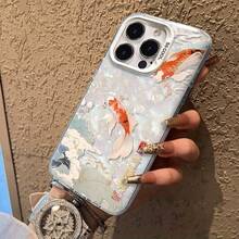 Funda para teléfono Lucky Lotus Koi Dreamy con diseño de concha colorida y efecto refractivo, adecuada para iPhone. - Blanco - Ver 7