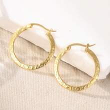 1 Pair Vintage-Style Golden Hoop Earrings, Minimalist Earrings, Elegant Jewelry For Women - Golden - View 2