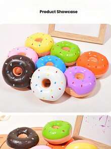 1 pieza Juguete de látex con forma de dona que chirría para mascotas, múltiples colores disponibles, colores brillantes - Multicolor - Ver 5