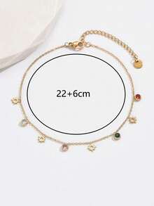 1pc Fashionable Rhinestone Hollow Sun Stainless Steel Anklet, Versatile Minimalist Sexy Barefoot Jewelry For Women - Anklet - View 10