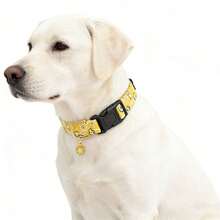 Paisley Pattern Dog Collar With Floral Pendant, Adjustable Soft Cute Sweet Dogwood Print Pet Collar, Suitable For Small/Medium/Large Dogs - Yellow - View 5