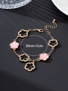 1 chiếc vòng chân mặt dây chuyền hình cỏ ba lá màu hồng bóng bẩy, sang trọng, kiểu dáng mùa hè dành cho nữ - Hồng - Xem 5