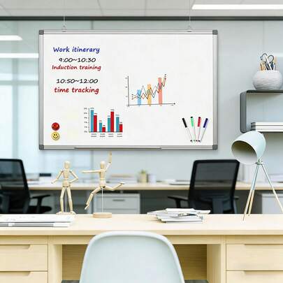 Quadro branco de parede de dupla face em vários tamanhos/8 marcadores para quadro branco/conjunto de marcadores e apagadores/caixa magnética para guardar o quadro branco - adequado para uso doméstico, geladeiras, murais de recados, escritórios, salas de aula e pode ser usado para anotações, reuniões e planejamento diário.