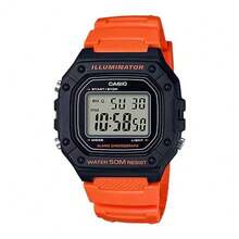 Casio W-218H Orange Square Digital Watch 50M Waterproof 7-Year Battery Life LED Light Multifunctional Student Sports Wristwatch - one-size - View 3