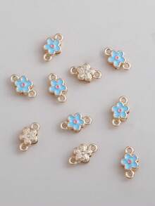 10/20/50/100个镀金双层花朵蝴蝶结吊坠，DIY项链手链耳环首饰配件 - 彩色 - 查看 18