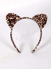 1pc Cute Leopard Print Cat Ear Headband - Christmas/Valentine's Day Gift/Party Costume Accessory [Random Leopard Print Placement] - Multicolor - View 2