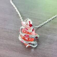 1pc Gothic Dark Style Personalized Exaggerated Snake Wrapped Resin Heart Pendant Adjustable Copper Necklace, Gift, Vacation Style, Party, Nightclub, Casual Daily Wear - Snake - View 4