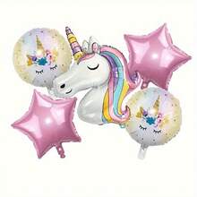 1/5 buc balon de desene animate în formă de ureche de unicorn super mare de 110 cm, set de baloane rotunde cu unicorn pentagram, potrivit pentru decorarea zilei de naștere - View 5
