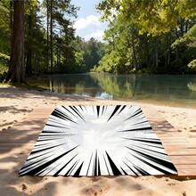 酷炫黑白漫画速干沙滩巾，夏季旅行度假必备，超细纤维沙滩露营巾，度假必备沙滩装备，超强吸水柔软毛巾，完美适用于夏季旅行，沙滩必备，露营装备，度假必备，时尚动漫动作图案毛巾，是海滩、露营旅行和夏季探险的理想之选，轻便速干超细纤维毛巾，优质夏季旅行配件 - 黑白 - 查看 8