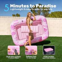 Sloosh Inflatable Tanning Pool Lounger Float for Adults 70" x 46" Large Suntan Tub Pool Floats Sun Tan Tub Ice Bath Tub Tanning Bed Blow up Pool Raft Lounge Floatie L-Blushing Pink - Oro Blanco - Ver 6