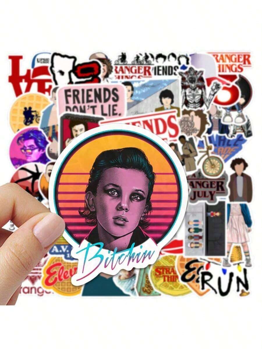 50pcs Glossy Waterproof Cartoon/TV Series/K-Pop/Anime Theme Stickers Suitable For Laptop, Luggage, Water Bottle - Multicolor - View 1