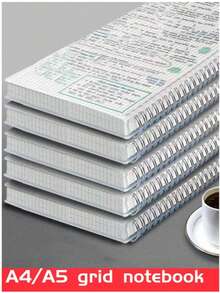 1 A4/A5 Grid Notebook, 80 Pages Thick Paper, Durable Metal Spiral Binding, Tear-Off Easy Perforated Pages, Waterproof PP Hard Cover, Minimalist Aesthetic, Essential For School/Office Desk, Suitable For Note-Taking, Sketching, Writing, Planning, Student/Teacher/Business Gift, Multifunctional Stationery - Multicolor - View 8