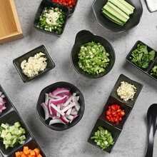 Sauce Dish Black ABS Three-Compartment Snack Plate For Home Cuisine Seasoning Plate Sushi Soy Dipping Sauce Bowl - Multicolor - View 1