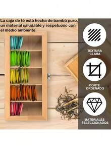 Organizador de caja de té de bambú con cajón y ventana de acrílico, Caja Organizadora De Bolsas De Té Para Cocina,tapa magnética mantiene los bolsitas de té frescas - Soporte para bolsitas de té (té no incluido), regalo de Navidad - Color del barniz - Ver 7