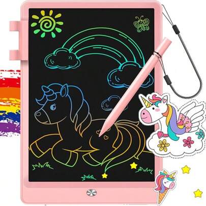 10-Inch Doodle Board Toy With Rope, Gift For 3-8 Year Old Girls And Boys, Colorful LCD Writing Tablet, Suitable For Easter Basket Filler, Educational Travel Toy