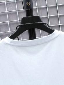 Manfinity Homme Camiseta De Manga Corta Para Hombre Con Cuello Redondo Y Color Sólido - Blanco - Ver 4