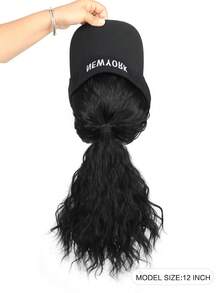 Hat Wigs Synthetic Curly Wavy Ponytail Wigs With Empty Top Hat For Women Daily Party Use,Letter Black Sunshade Ha Hooded Wig - Multicolor - View 7