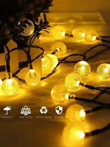 20/50/100 LED Solar Garden Light -8 Flashing Modes, Outdoor Solar Crystal Ball Light String, Waterproof Fairy Light, Modern Style, Plastic Material, Suitable For Garden, Tavern, Party, Commercial, Pavilion, Wedding, Party, Festival, Easter Decoration (Warm White/White/Color) - Crystal Ball - View 12