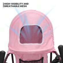 MoNiBloom - carriola para mascotas de 4 ruedas fácil de plegar para cachorros con cubierta solar almohadilla y bolsa de almacenamiento trasera malla transpirable y visible para mascotas - Rosa - Ver 5