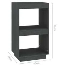 Book Cabinet Grey 40x35x71 Cm Solid Pinewood - Grey - View 8