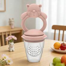 1个婴儿熊牙胶，硅胶喂养用具套装，安抚奶嘴磨牙玩具，婴儿辅食喂食器，水果蔬菜磨牙棒 - 彩色 - 查看 3