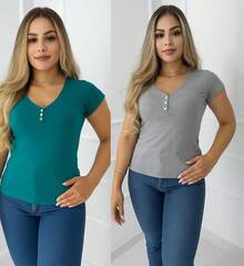 Women's Blouse 2-Piece Set - NGỌC BÍCH / XÁM - Xem 1