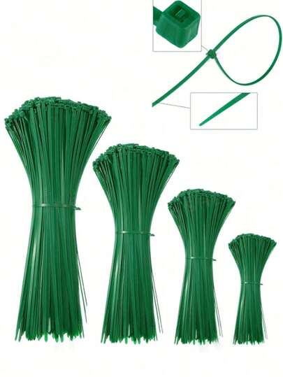 50pcs/100pcs/200pcs Green Self-Locking Nylon Cable Ties, Garden Binding Straps, Heat-Resistant Home Installation Fasteners, Wrapping Bundling Sealing Tool, Suitable For Home Decor, Gifts, Wedding Decoration
