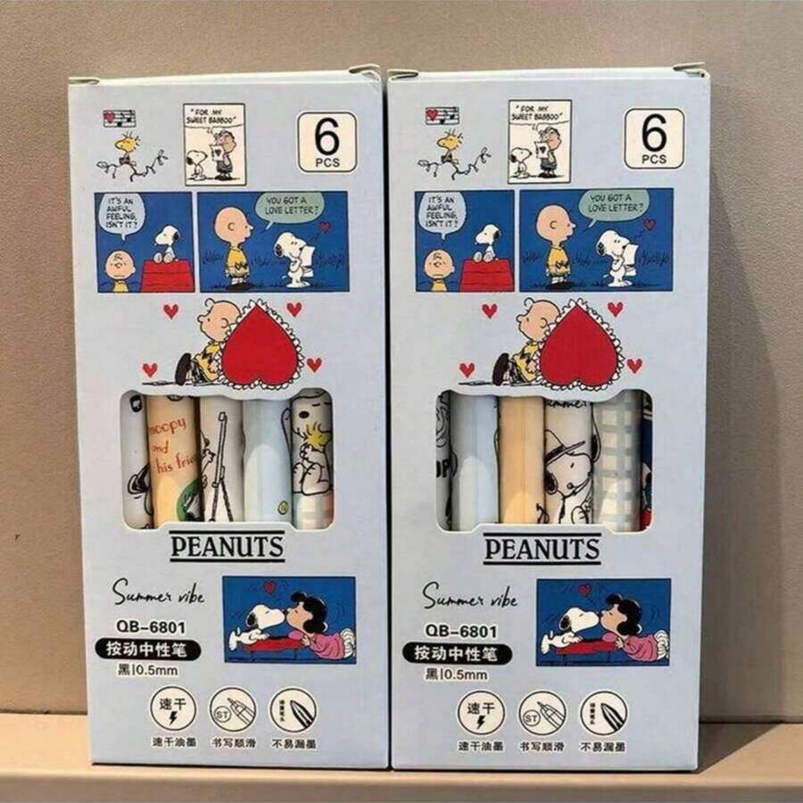 6支/套圆珠笔，文具学习用品，完美派对礼物，粉丝节礼物 - 彩色 - 查看 1