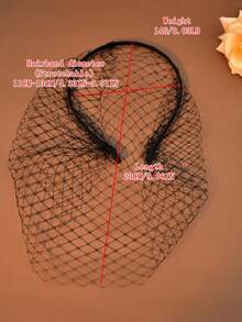 1pc Simple & Affordable Bridal Birdcage Veil, White/Black Grid Face Veil, High Elasticity Narrow Headband, Non-Tight,Summer,Beach,Wedding - Multicolor - View 5