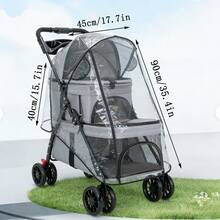 EVA Transparent Waterproof Cover, Windproof And Rainproof Pet Stroller Rain Gear [Cover Only, Stroller Not Included] - Transparent - View 2