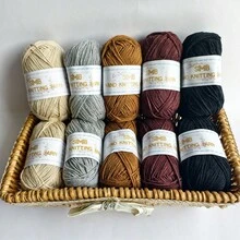 10色包包制作套装（60%棉，40%腈纶，400克/袋），混色牛奶棉纱线，适合春、夏、秋、冬四季DIY手工制作、节日装饰、DIY编织项目，包含随机颜色的3毫米钩针 - 3064-E - 查看 14