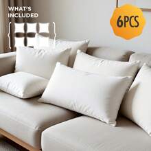 Premium White Polyester Down Alternative Cushion Inserts – Machine Washable Lightweight Pillow Inserts Available In 1/2/4/6/8 Packs, Multiple Sizes 12*20in 18in 20in 22in For Sofa Couch Pillowcase Filling - 6Pcs - 查看 10