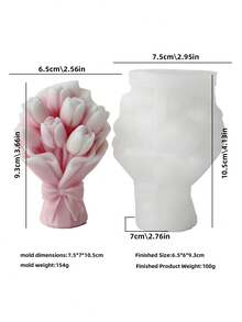 3D鬱金香花束矽膠模具，適用於製作蠟燭、手工皂、樹脂工藝品，可愛鬱金香花束設計，居家裝飾、節日禮物、派對用品與家居裝飾首選 - 鬱金香花束 - 查看 5
