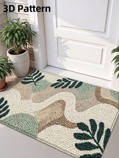 1 قطعة سجادة باب ثلاثية الأبعاد، تصميم نباتات خضراء طازجة من الصوف، مناسبة للحمام والمطبخ والخارج والداخل والممر والغرفة والصالة وجانب السرير، قابلة للغسل في الغسالة وسهلة التنظيف، قاعدة مانعة للانزلاق، مناسبة لديكور غرفة النوم في فصل الشتاء وديكور عيد الحب والاكسسوارات الأساسية للحمام ومجموعة ديكور الغرفة والسجاد الزخرفي الخارجي