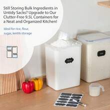 9.5L 2 Pack Extra Large Flour Sugar Storage Containers For 25 Lbs Flour, Airtight Kitchen Pantry Organization Canisters With Lids For Bulk Food, Rice, Baking Supplies. - View 7