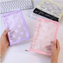 A5/A6/M5 Transparent Lace Heart Binder Set, Includes Binder Cover And Refill Pages, PVC Material, Can Be Used As Photo Storage Bag, Money Wallet, Planner, Notebook, Album, Office & School Supplies, Back To School - Multicolor - View 3