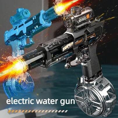 Pistola de agua de disparo continuo automático, juguete de agua para exteriores con luz para disparar agua a larga distancia, juguete de juego de agua